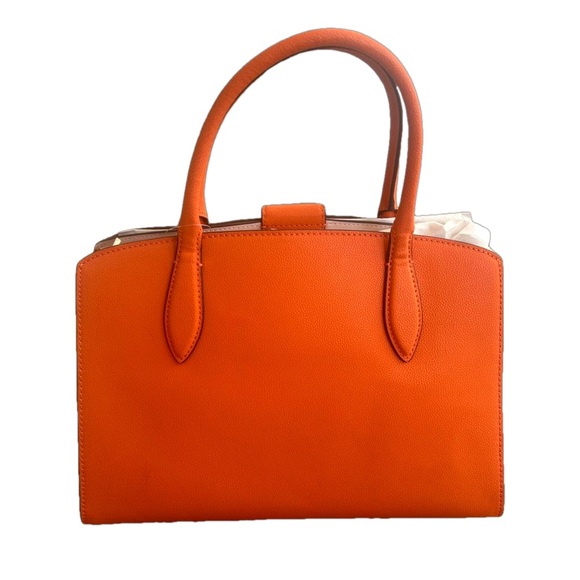 NWOT Kate Spade Medium Satchel & Twilly | Voyage Grain Textured Leather | Orange - Picture 4 of 8